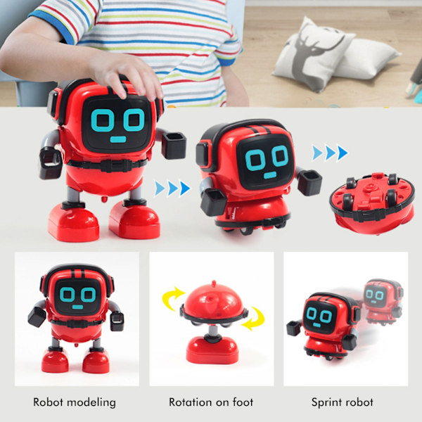 DIY Robot Leksak Mini Robot Dra Tillbaka Inertia Snurrande Topp Pussel Robot Tidig Utbildning Leksak för Ålder Över 6 År Gamla Barn