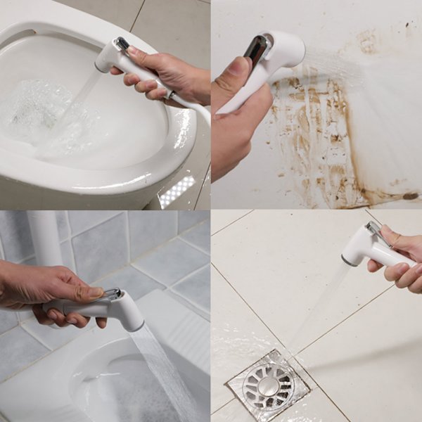 ABS Mini Handhållen Toalett Bidet Spray Duschmunstycke Badrum Kropp Rengöringsslang Adapter
