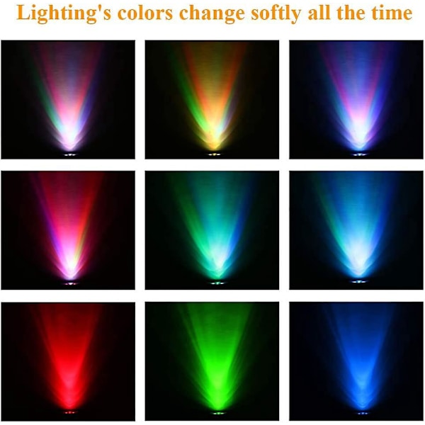 Färgväxlande Solcellsbelysning, 2-pack, Justerbara 4 LED Vägg/Markbelysning för Landskap
