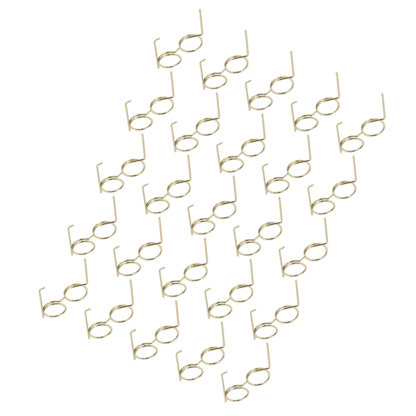 25 st papperklämmor Rostfria galvaniseringsprocess Fadeless Mini Glasögonformade papperklämmor med genomskinlig låda för kontorsguld
