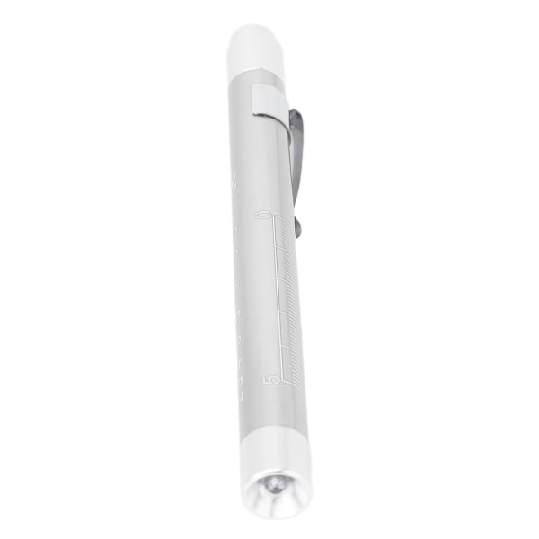 LED Penlight Gul Belysning Konkavt Hoved Aluminiumslegering Medical Pen Light med Pupil Måler Sølv