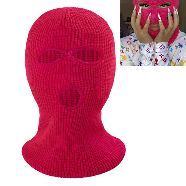 Termisk cykel ansiktsmask kallskydd nackskydd varm ridning huvudbonad andningsbar huvudbonad för utomhusskidåkning rosröd
