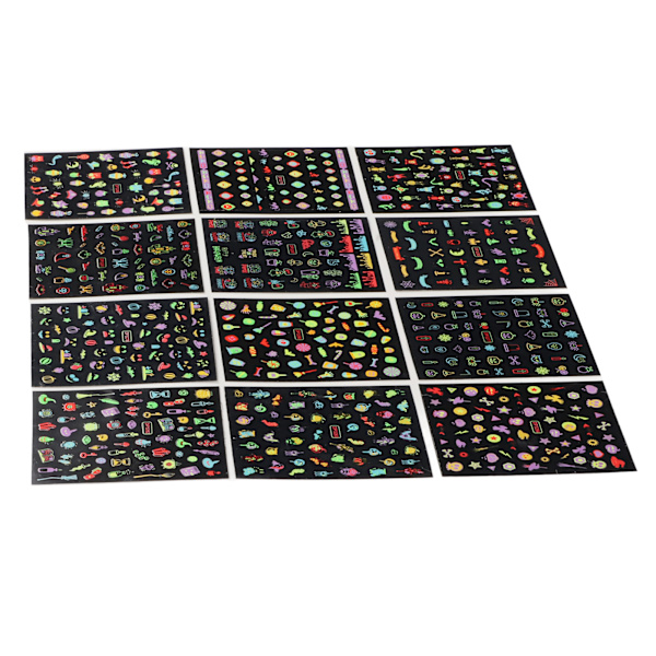 12 ark Nail Art Stickers Självhäftande DIY Långvariga multifunktionella Halloween Nageldekaler