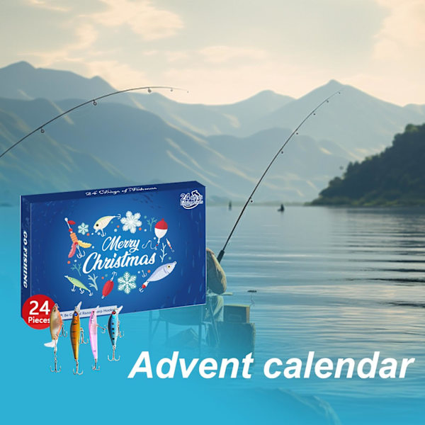 Julkalender för fiske 2024, nedräkning till jul med fisketema, adventskalender med 24 dagars fiskepresenter