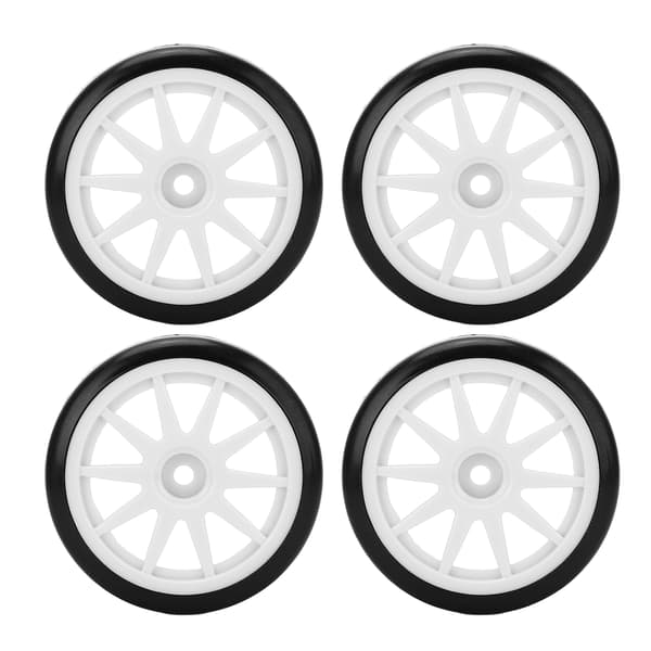 4 stk. RC Drift Dæk Hjul Gummi Plast Hårde Dæk til Biltilbehør 12mm Hex Sort
