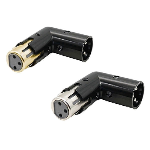 2 KPL Audio Adapter Plug 3-nastainen XLR-kulma-adapteri Säädettävä uros-naaras oikeakulmainen XLR-adapteri (XLR 90 asteen adapteri)