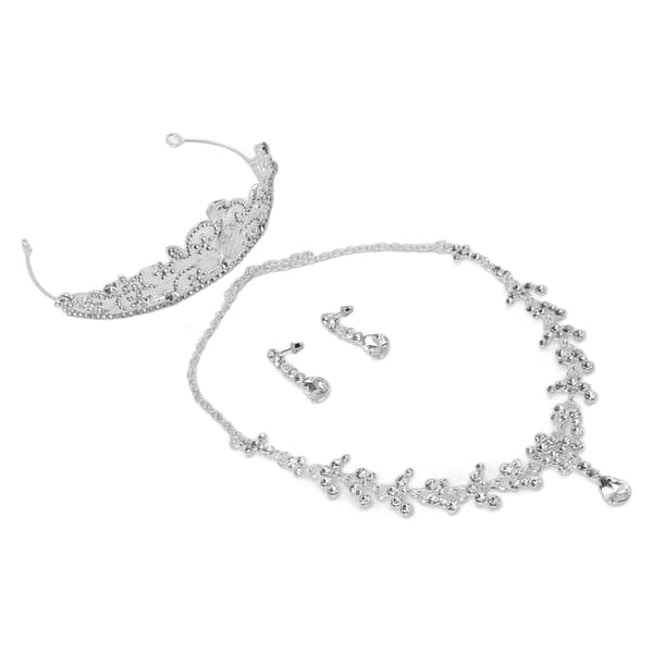 Bröllopskrona Smyckesset Strass Silverfärg Legering Allergivänligt Halsband Kronset