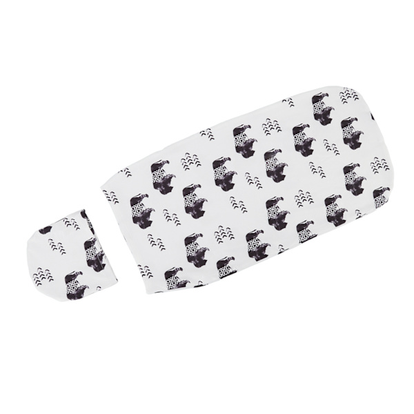 Myk Swaddle Sack Myk Elastisk Anti-Skrekk Baby Swaddle Teppet Lue Sett Nyfødt Wrap Baby Lue Sett for 0 til 3 Måneder Baby Kveg