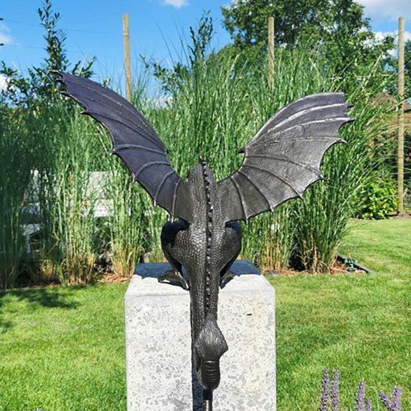 Trädgård Drake Staty Fontän Drake Ornament Harts Vatten Feature Skulptur för hem trädgård dekoration