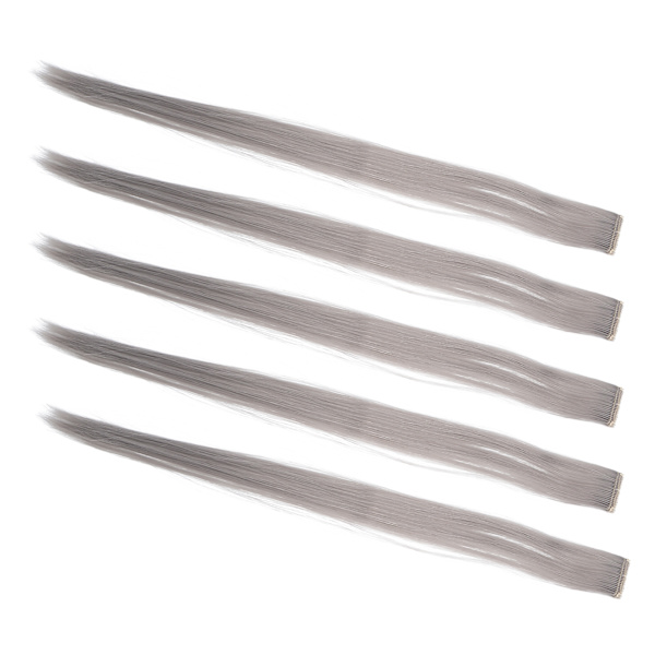 5 stk rett hårstykke klips lys farge 21,65 tommer hårforlengelse hårpynt for Cosplay PartyGrey