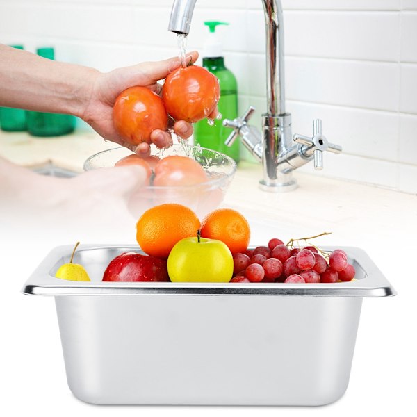 Rustfrit stål madbuffet fad plader gryder bakke retter holder firkantet madbeholder