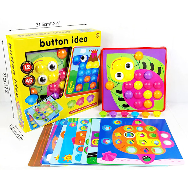 Knappkonst Leksakssvampar Spikar Färgmatchning Pegboard Tidig Inlärning Pedagogisk Leksak Present till Pojke Flicka Barn