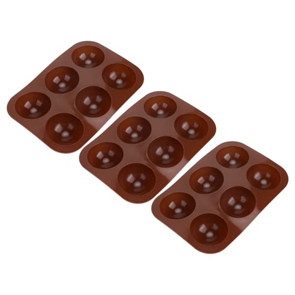 3 stk. 6 Huller Silikone Bageform Halvkugle Chokoladebomber Form til Kagebudding