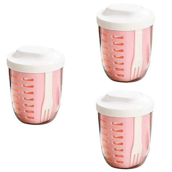 Salatkopp, piknik fruktkopp, dobbeltlags dreneringskopp, rosa