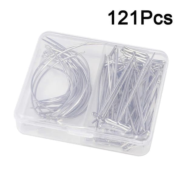 Versatile Wig Making Needles, Combining T-Pins and Curved Tools for Craft Use Silver