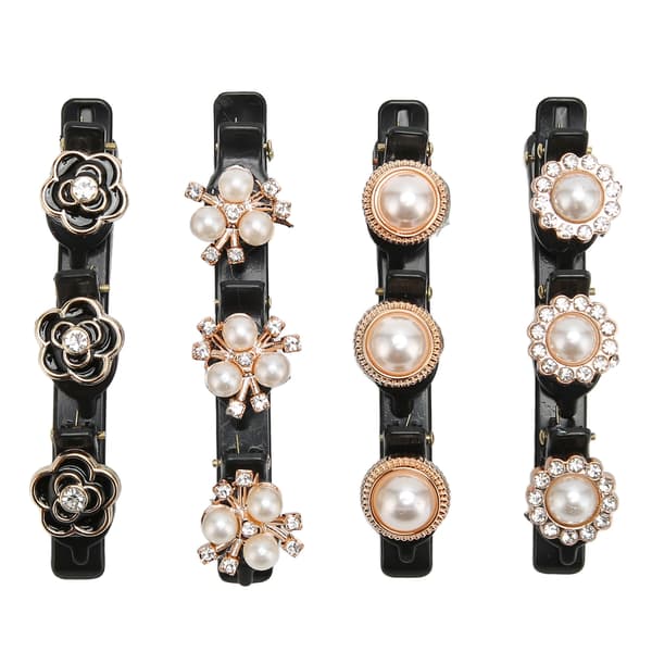 4 st flätade hårklämmor strass glittrande eleganta dekorativa hårnålar ankklämma för kvinnor