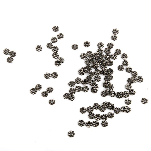 200 Stycken Metalliska Snöflinga Blomma Legering Distanspärlor Fynd 4mm--