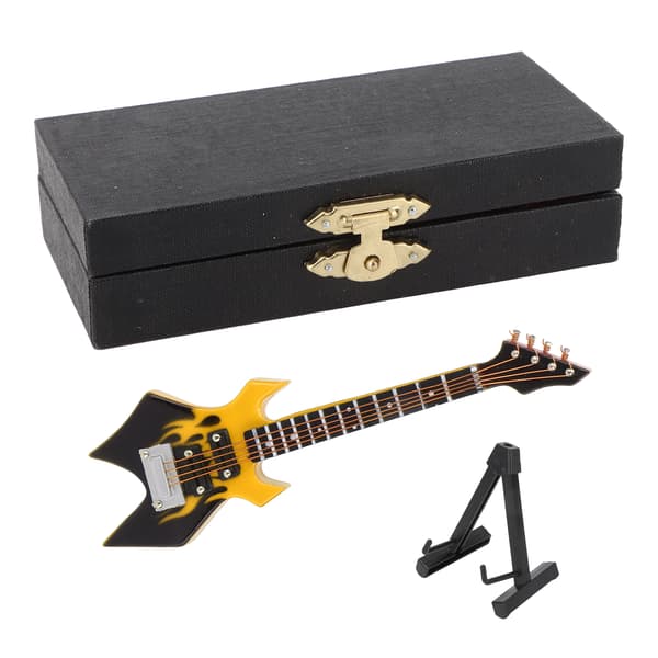 Basmodell Miniatyr Träsimulering Gitarr Modell Musikinstrument OrnamentGul