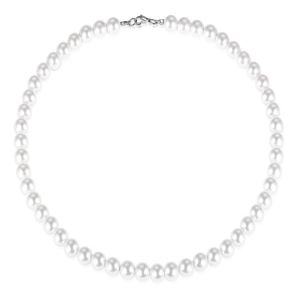 Simulerat pärlhalsband Runt Smidigt Enkellager Elegant Imitation Pärlhalsband för Kvinnor Män 13,8 Längd