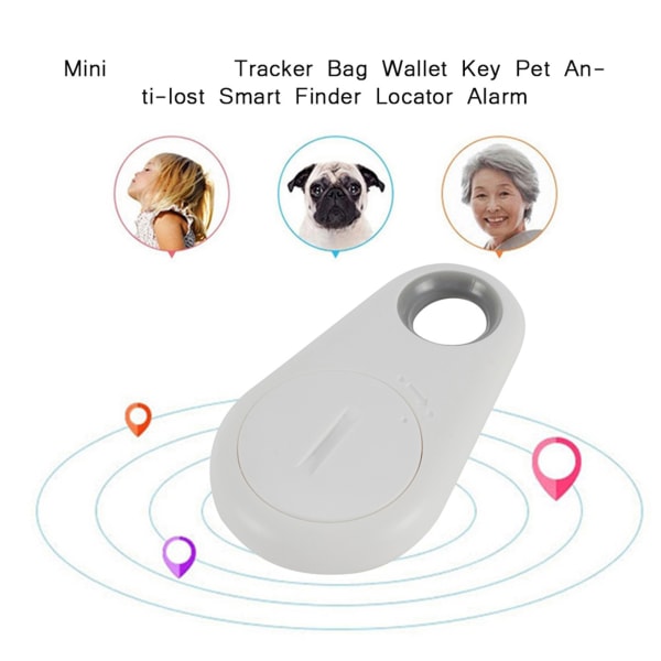 Mini Bluetooth Tracker Bag Lommeboknøkkel Pet Anti tapt Smart Finder Locator Alarm hvit white