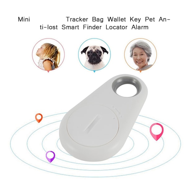 Mini Bluetooth Tracker Bag Plånboksnyckel Pet Anti lost Smart Finder Locator Alarm vit white