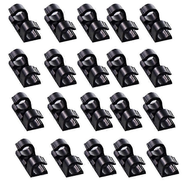 20 stk Selvklebende Nettverksladekabel Klips Ledningsorganisator Fikseringsholder Klemme Hvit Stor