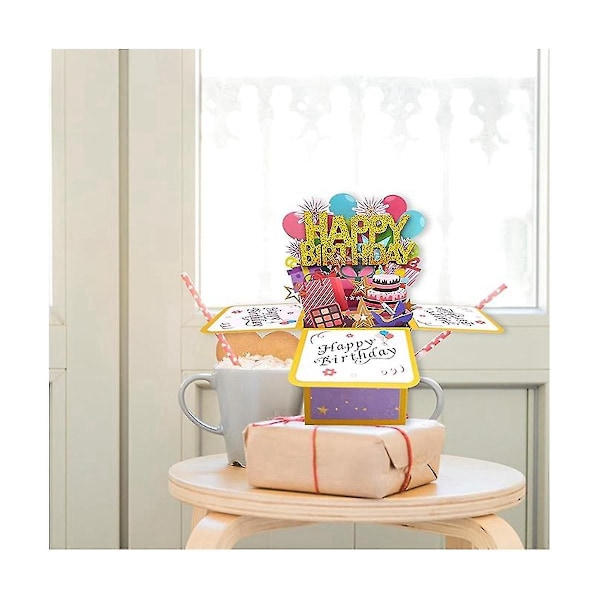 Gratulasjonskort til bursdag, tredimensjonalt gratulasjonskort, hul bursdagsbrev-kort, bursdagsgave egnet for barn-B8
