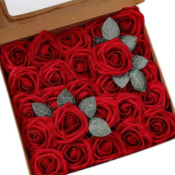 25 stk. Kunstige Roser Blomster Skum Roser Kunstige Blomster Rosehoveder Falske Kunstige Roser DIY Bryllupsbuketter Brude Hjem Dekoration