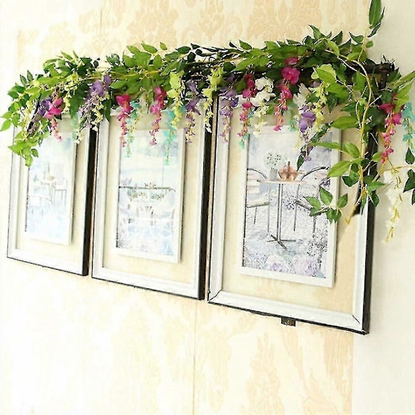2 stk. 2,1 m/stk. Kunstig Wisteria Ranke, Blomsterguirlande Wisteria Ranke Rotting Hængende Blomster Til Udendørs Brug