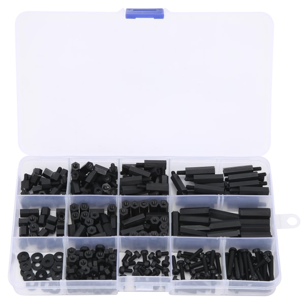 Skruvmutterbultsats Set M3 Nylon Hex StandOff Sortimentssats Boxed Fastener Black