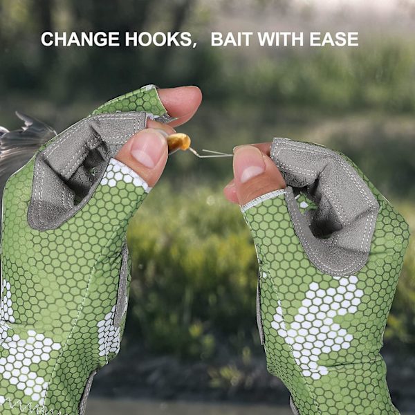 Silikone Anti-slip Camouflage Fiskehandsker - Komfortable, Åndbare med Solbeskyttelse (2 Par)