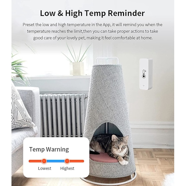 Smart Indendørs Termometer Hygrometer: WiFi Temperatur Fugtighedssensor med App-alarm