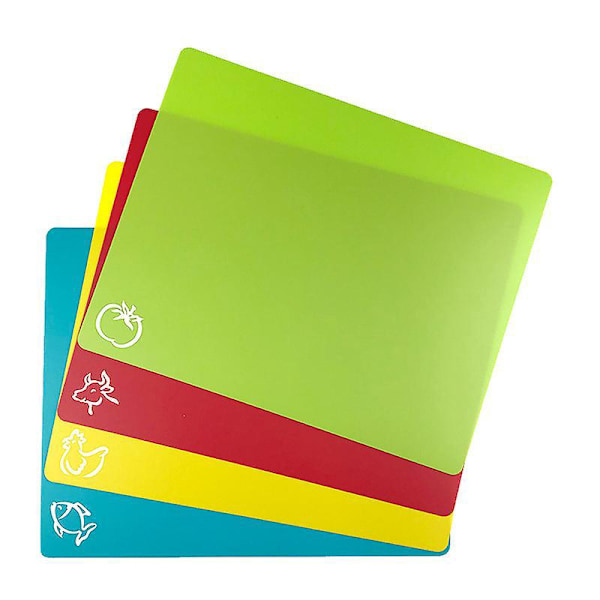 Extra Tjock Mjuk Plast Skärbräda - Multifunktionell Hackbräda (Set om 4) - Halkfri Skärbräda, 305*380*0.85mm
