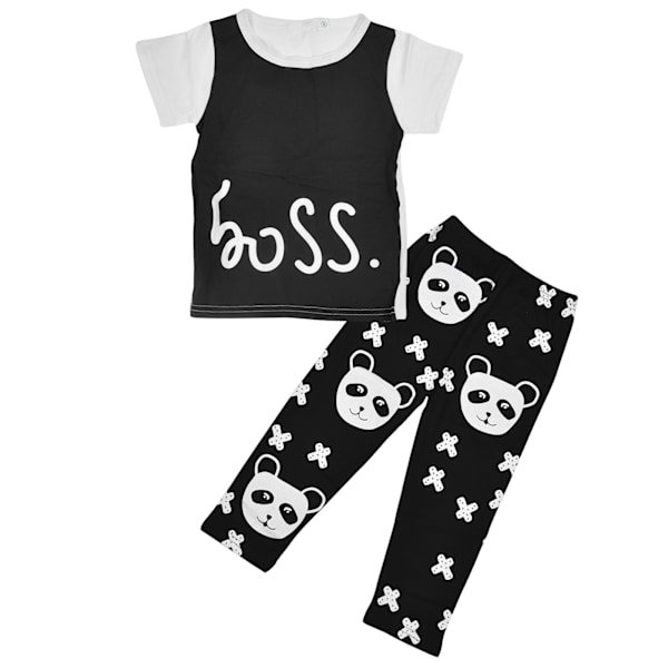 Fashion Baby Bomullskläder Outfits Småbarn Andningsbar Bomullsshorts Panda Mönster ByxorSvart 90cm