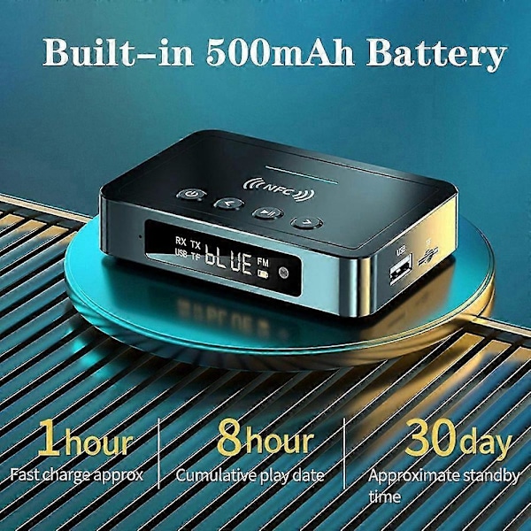 NFC Bluetooth 5.0 Lydadapter 3.5MM Aux SPDIF FM Modtager Sender Understøtter Diskafspilning Fjernbetjening Co