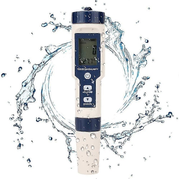 5 I 1 Vandtester Multifunktionel Vandkvalitetstester, Digital Tds/ec/saltholdighed/ph/temperatur Til Drikkevand, Pool, Akvarium, Fisk