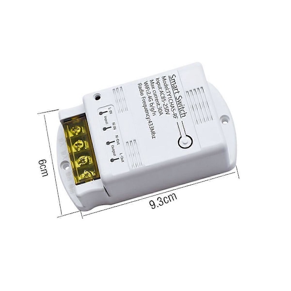 30A Wifi Switch Relæ Tuya Smartlife APP 433mhz RF Modtagermodul