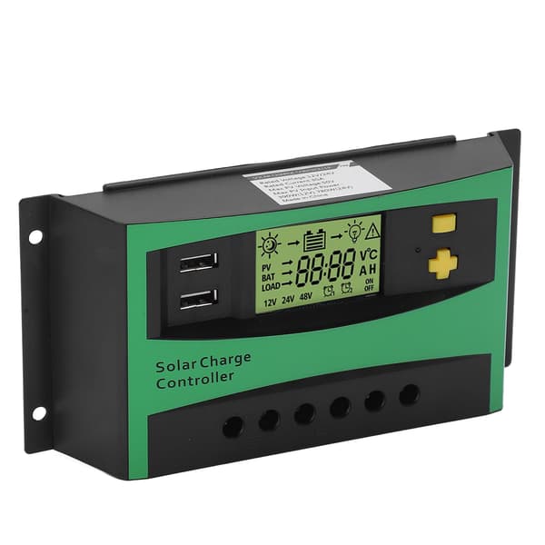 Solarladeregulator PWM Panel Regulator 12V 24V 30A med 2 USB 5V utganger for bobil og båt