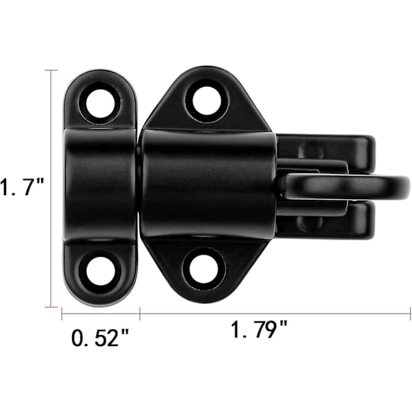 Självstängande Dörrlås - 4-pack, Svart Fjäderdörrlås, Aluminiumlegering Säkerhetsautomatisk Tunn Dörrlås med Skruvar