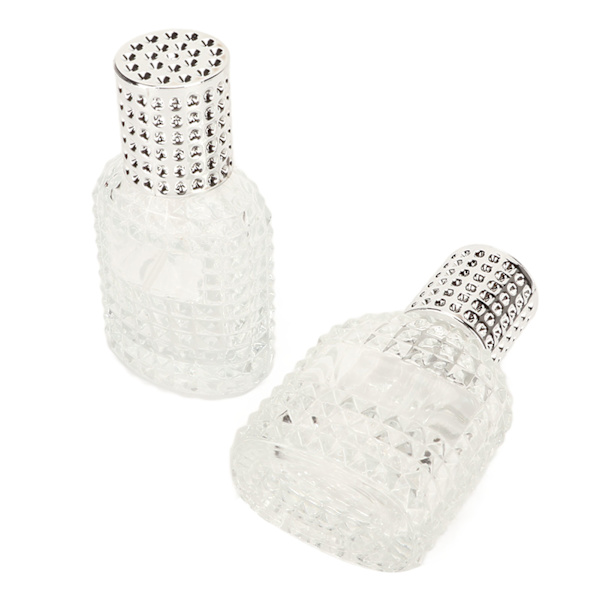 2 stk parfume sprayflaske tyk glasriste mønster gennemsigtig genopfyldelig tom flaske 30 ml