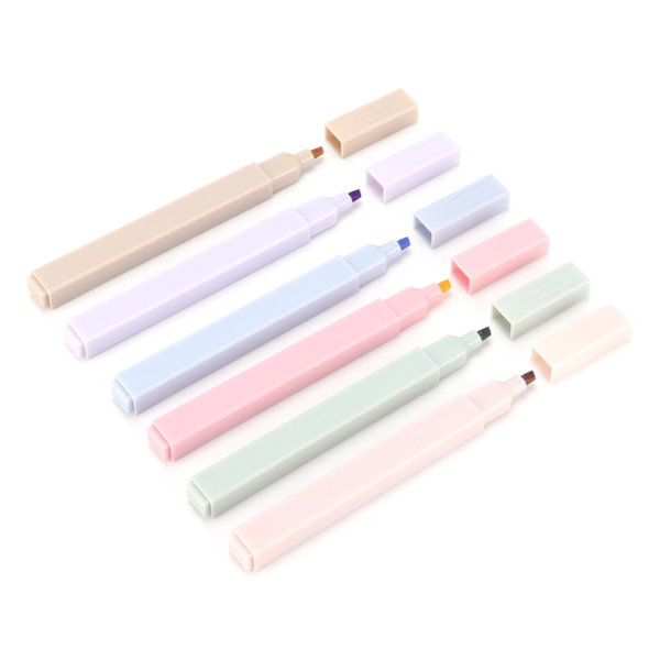 6 stk. highlighter pen til studerende, øjenbeskyttelse, markering, nøgle, macaron-marker til graffiti, håndkonto, markeringsserie