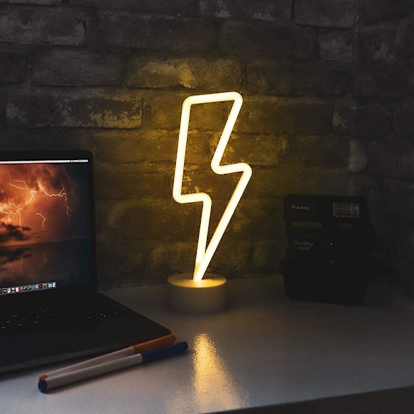 Neon Gul Natlampe med Hvid Base til Soveværelse og Fest Dekoration Batteridrevet