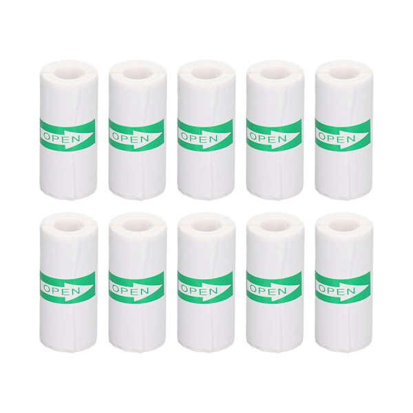 10 ruller termisk printerpapir selvklæbende papirruller hvid printbar kvitteringsetiket 57x25mm
