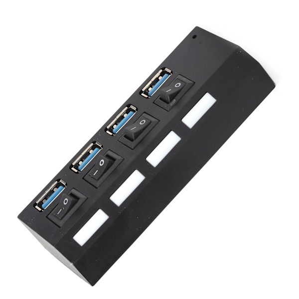 USB 3.0 -keskitin, 4-porttinen laajennin, päivämääräkeskitin, jossa on yksittäiset virtakytkimet näppäimistölle, laaja jännite 100-240 VAU -pistoke