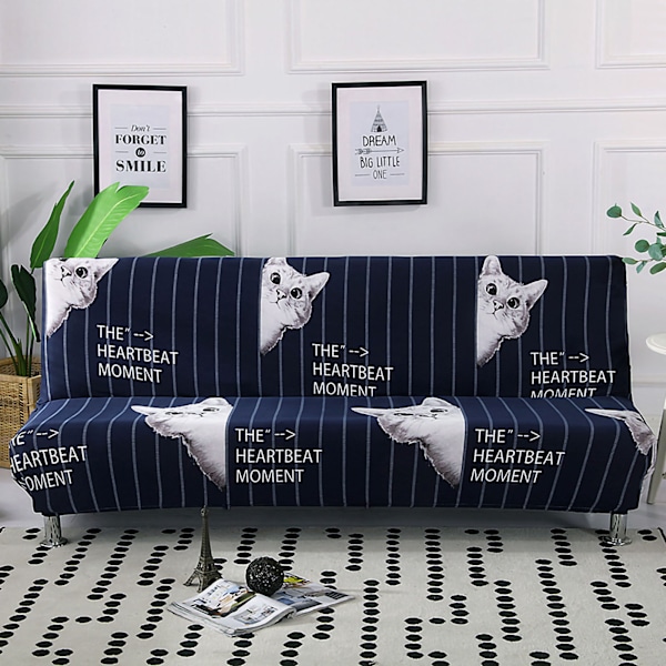 Armrestless Sofa Stretch Cover Folding Sofa Bed Protector Cover Printed Soft Sofa Slipcovers for Home Cute Cat