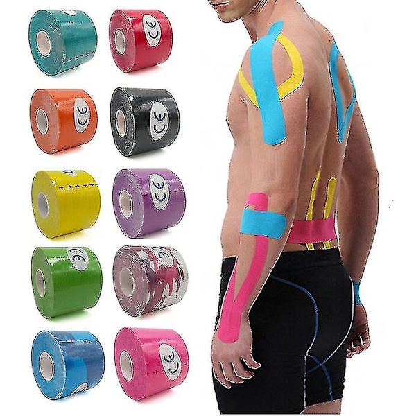 Kinesiologitejp 7,5 cm x 500 cm Elastisk Muskelbandage för Gym Sport - Guld
