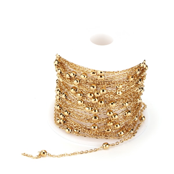 Smyckekedjor DIY Metallpärla Rostfri Gyllene Kedjespole för tröja Kläder Halsband Armband Smyckenstillverkning