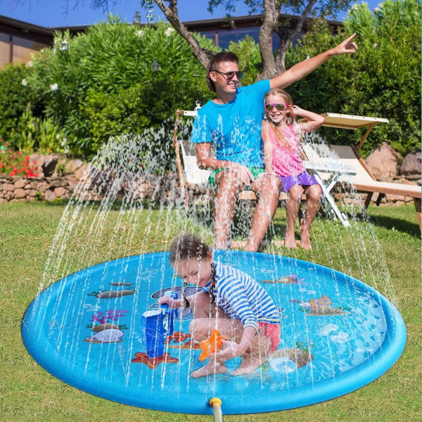 Ulkokäyttöön tarkoitettu vesisuihkutusmatto lapsille - 100 cm Splash Pad puutarhaleikkiin