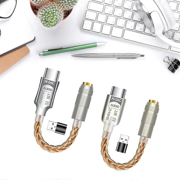 USB C til 3.5mm DAC Øretelefonforsterker Hifi Digital Audio Dekoder