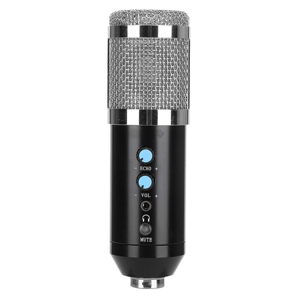 Kondensatormikrofon Stabil USB Desktop Stativ MIC Høj Følsomhed Justerbar Vinkel til PC Sølv